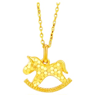 碎冰冰摇摇乐马项链 女马上有钱18K金纯银鱼鳞生肖马年本命年礼物