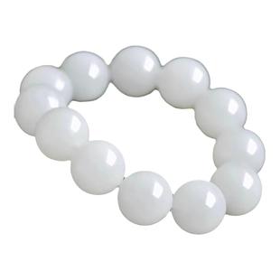 新疆和田玉羊脂白玉手链男款天然玉石圆珠手串女佛珠念珠单珠18mm