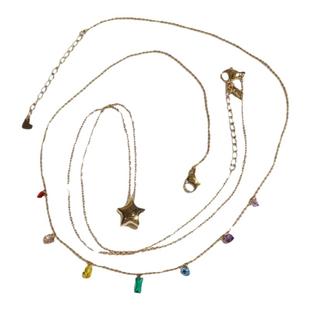 彩色项链女高级设计感轻奢小众2023新款甜美星星双层叠戴锁骨链韩