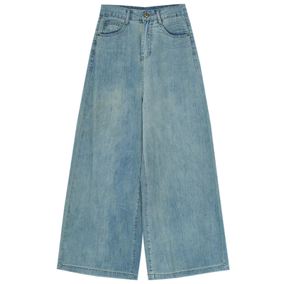 高腰复古显瘦宽松港风微喇叭长裤