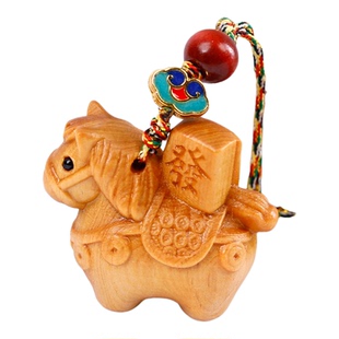天然崖柏生肖马手机链挂件本命年吉祥物马上发财钥匙扣包包挂饰