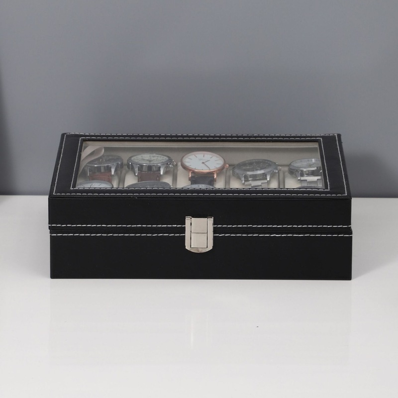 现货批发10位皮革手表盒手表收纳盒PU展示皮木质复古盒展示礼品