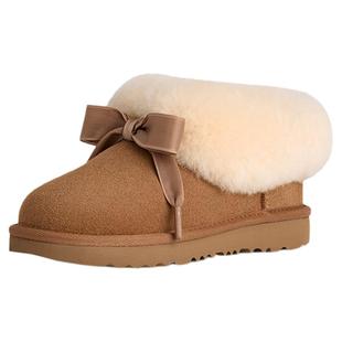 UGG童鞋秋季新款保暖蝴蝶结款短筒女童雪地靴懒人毛毛鞋1171200K