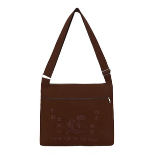 民族风海清袋精品帆布调节扣单肩斜挎手提包和尚斜挎包青年刺绣