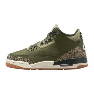 耐克女鞋大童鞋AIR JORDAN 3 AJ3橄榄绿高帮复古篮球鞋DM0967-202