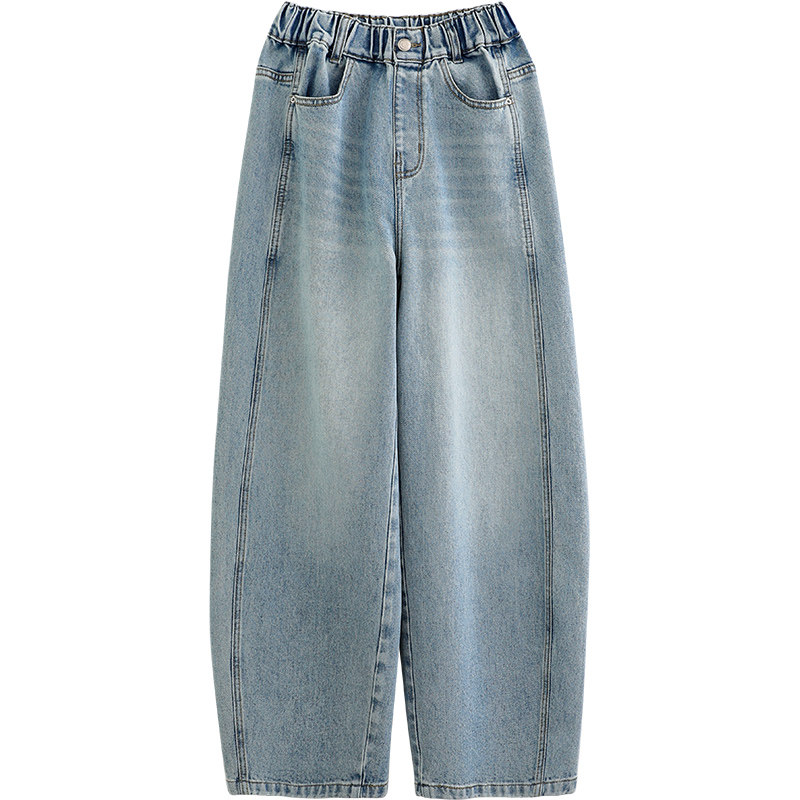 诺诺公主S1N初中生2026春季美式弯刀牛仔裤女青少年休闲阔腿长裤