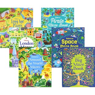 Usborne Mazes Books 尤斯伯恩 益智迷宫书 环游世界 太空探险 古代穿越 Long Ago London Space Pirate World 课外读物 英文原版