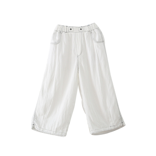 艾上朵女童休闲裤2025夏装新款女中童宽松直筒裤儿童薄款阔腿裤子