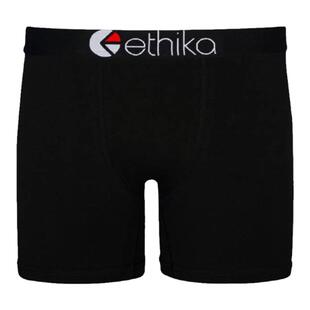 Ethika【断电黑】明星同款纯色棉质加长短裤男士运动内裤男防磨裆