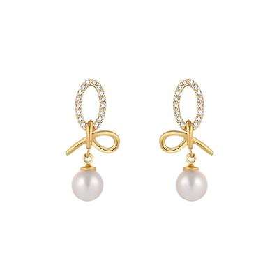 一撇一捺YPYN中国结耳饰10K金淡水珍珠耳钉女国潮国风贵气感耳环