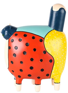 创意多巴胺七彩猫动物卡通摆件