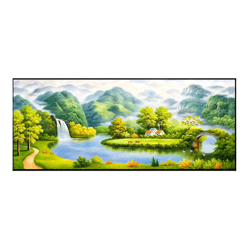 福居风水宝地钻石画方钻满钻新款流水生财点砖贴钻十字绣客厅山水