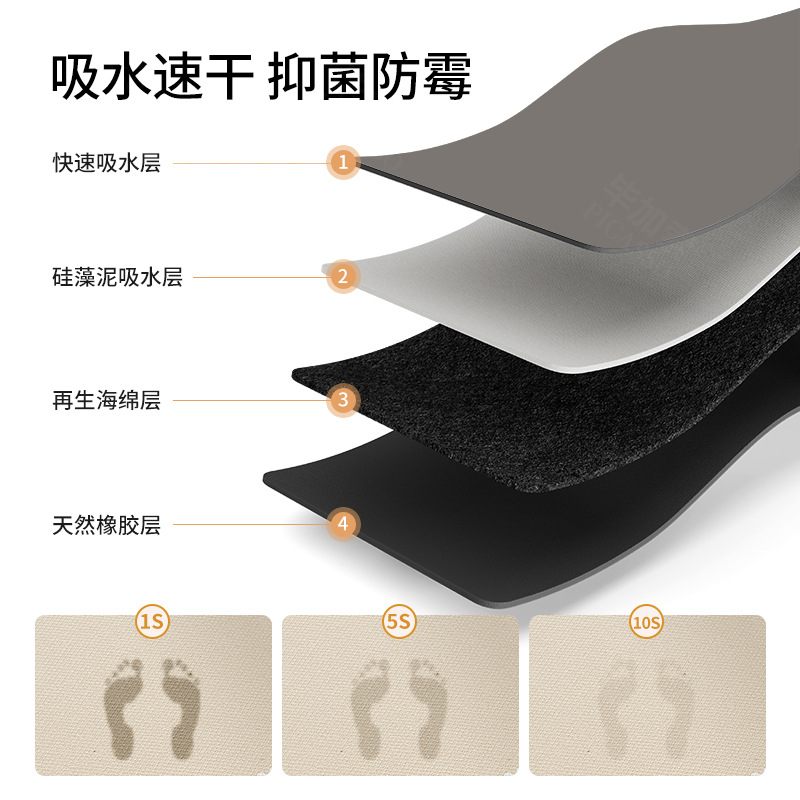 l型浴室地垫硅藻门外L地毯脚垫卫生间门口进门转角吸水防滑泥心形