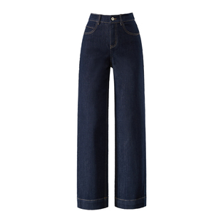 逸阳黑色九分宽直筒牛仔裤女2026年春季新款高腰显瘦窄版阔腿裤子