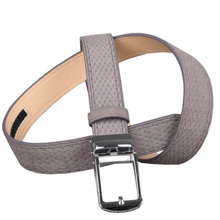 男款细腻翻毛牛皮自动扣腰带 水泥灰色高质感反绒真皮休闲皮带