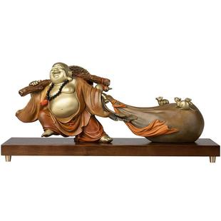 铜师傅《财富弥勒》客厅桌面佛像铜摆件 家居装饰工艺品