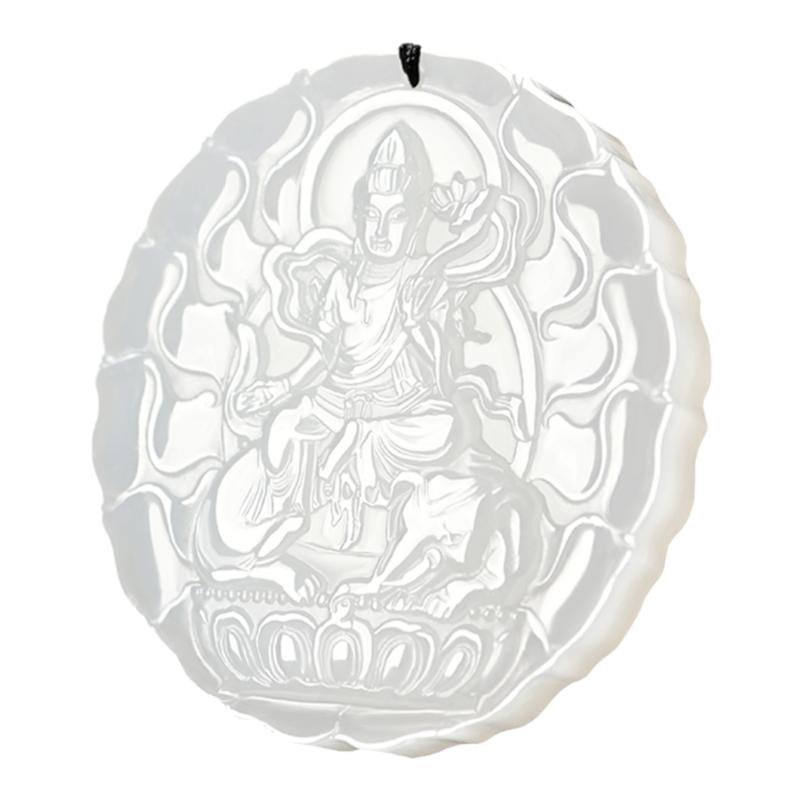 景禾羊脂白玉普贤菩萨守护神男