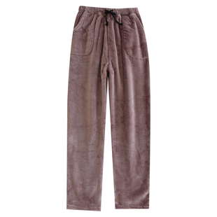 睡裤女长裤秋冬珊瑚绒加厚男法兰绒暖暖裤水貂绒家居裤大码可外穿