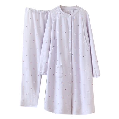 空气棉孕妇裙裤两件套待产入院生产哺乳睡裙春秋冬保暖喂奶月子服