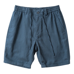 爸爸夏装裤子亚麻休闲短裤中老年男装中年老爸爷爷夏季宽松五分裤