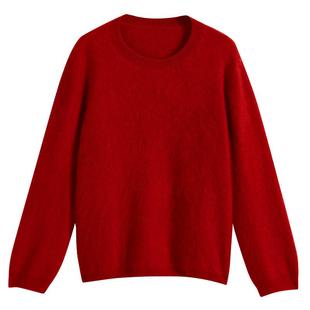 【中国红】YINER音儿女装冬季安可拉红羊绒针织衫套头上衣