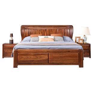 高端乌金木实木床1.8米x2米大床双人现代中式简约1.5m主卧室家具