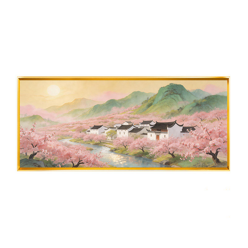 现代简约桃花源风景装饰画202现代装饰画