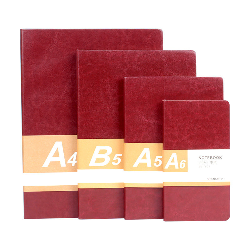 申士软皮面商务记事本A4B5办公用工作笔记本子加厚A5黑皮本定制
