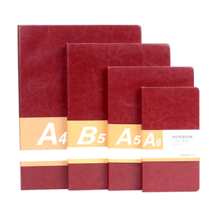 申士软皮面商务记事本A4B5办公用工作笔记本子加厚A5黑皮本定制