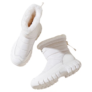 红蜻蜓女鞋2025冬季新款加绒保暖厚底户外旅游时尚雪地靴棉鞋女款