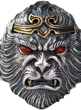 仓吉手工925银孙悟空戒指