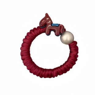 新年小马珠子无痕牛奶丝发圈新款简约温柔扎发橡皮筋高弹力发绳女