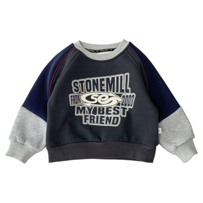 男童秋冬装一体加绒假两件卫衣