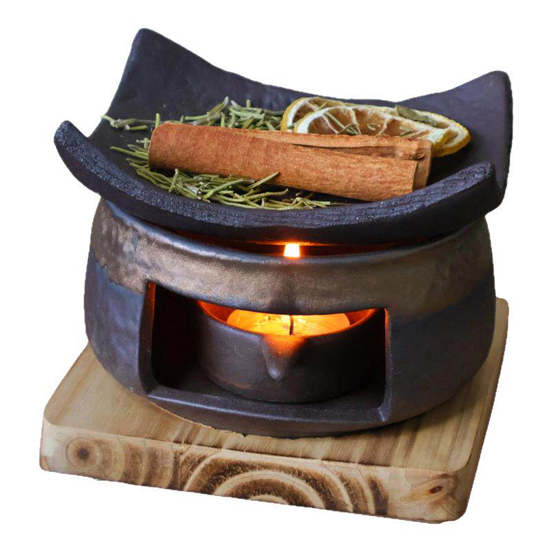 日式粗陶香薰蜡烛加热煮茶炉