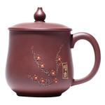 宜兴原矿紫砂杯纯手工带盖泡茶杯泥绘个人杯子办公室高档男女士款