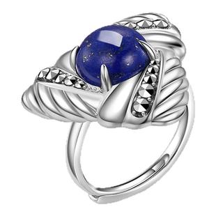 MGS/曼古银三生万物新款青金石戒指S925银轻奢高级感时尚复古手饰