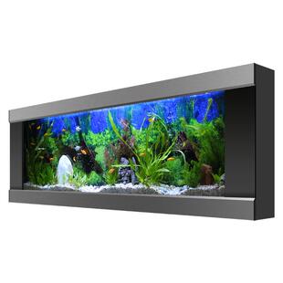 胜居金鱼缸水族箱拉丝铝合金挂壁靠墙挂壁玻璃金鱼缸60/1.5/1.8米