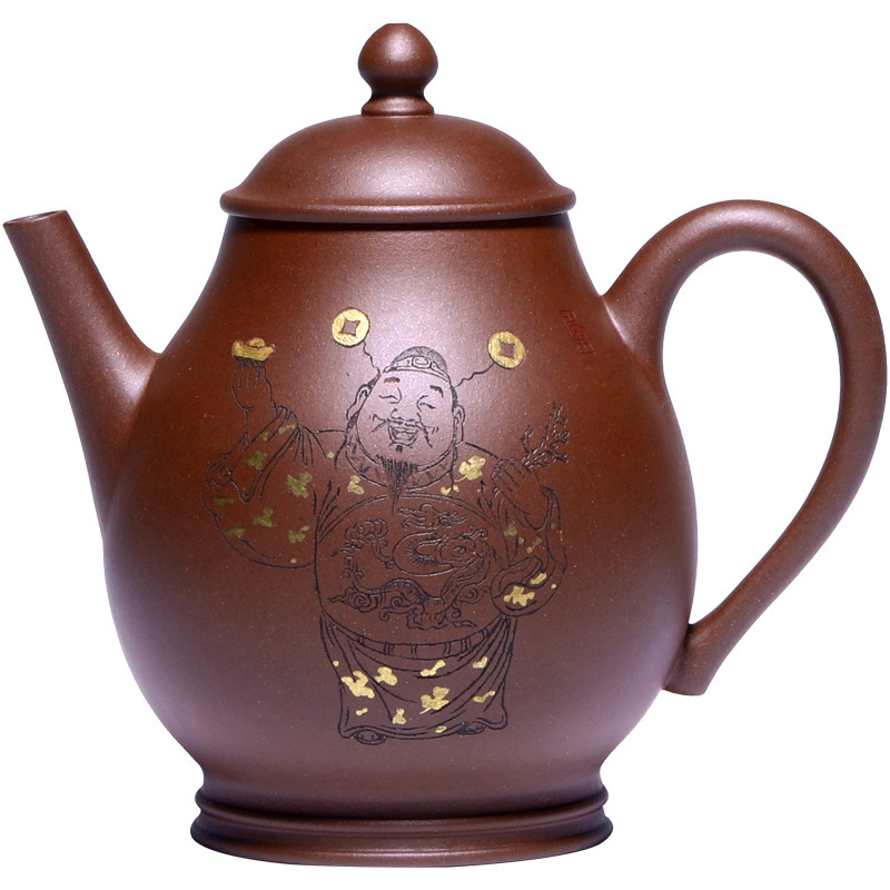 和泥有缘复古紫砂洒金+刻绘