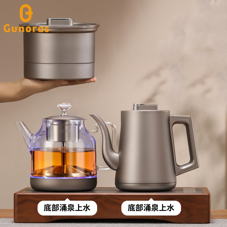 纯钛全自动底部上水烧水壶茶台一体茶桌嵌入式煮茶器电热茶艺套装