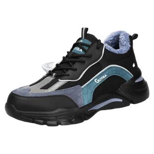 劳保鞋男款士冬季防砸防刺穿工作老保带钢板钢头电工绝缘加绒棉鞋