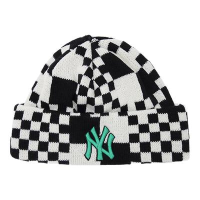 MLB官方 男女毛线帽棋盘格针织帽休闲保暖防风潮秋冬新款BNS02