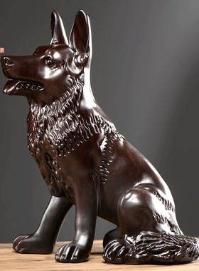 黑檀木雕狗摆件实木质犬十二生肖狗家居客厅创意装饰红木工艺礼品