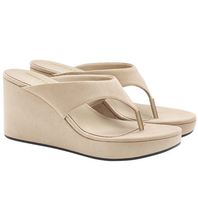 休闲坡跟夹趾凉拖CHARLES&KEITH