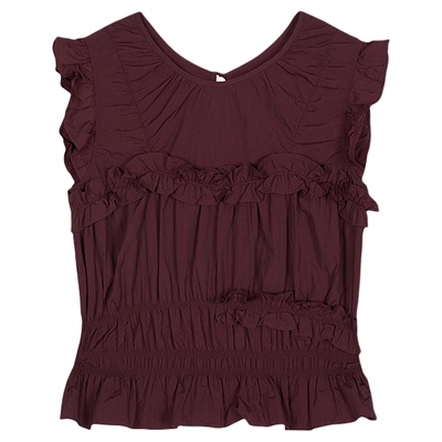 SLY 早秋新品甜美风绑带抽褶修身飞飞袖衬衫女030IAY30-1111