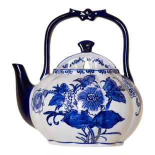 景德镇陶瓷壁挂花瓶手绘青花花枝蝴蝶壁挂茶壶壁挂陶瓷器