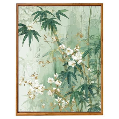 中国风景竹子节节高升数字油画