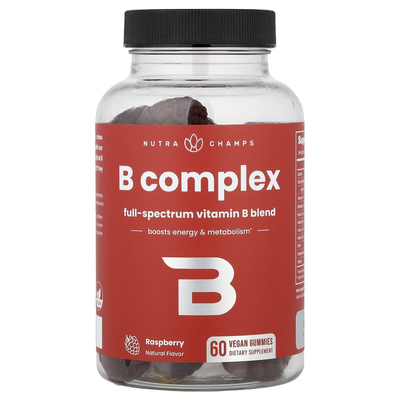 NutraChamps,B Complex, Raspberry, 60 Vegan Gummies