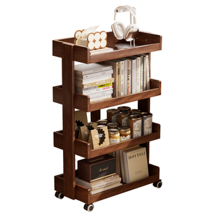 实木可移动书架落地置物架分层家用书柜储物柜一体卧室儿童绘本架