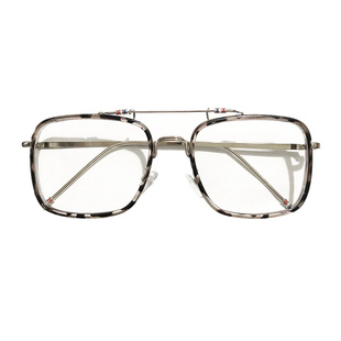 复古个性豹纹平光眼镜框女网红同款小红书圆脸潮防蓝光近视眼镜男