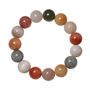 天然彩兔毛水晶单圈手串冰透柔顺猫眼拉丝彩发晶手链配饰礼物情侣